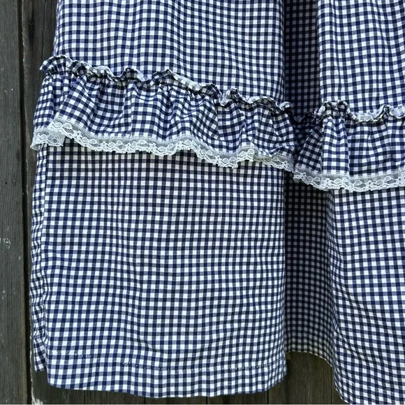 Vintage 70s 80s Ruffles and Gingham Square Dance Costume Frontier Skirt and Top - Picture 8 of 10